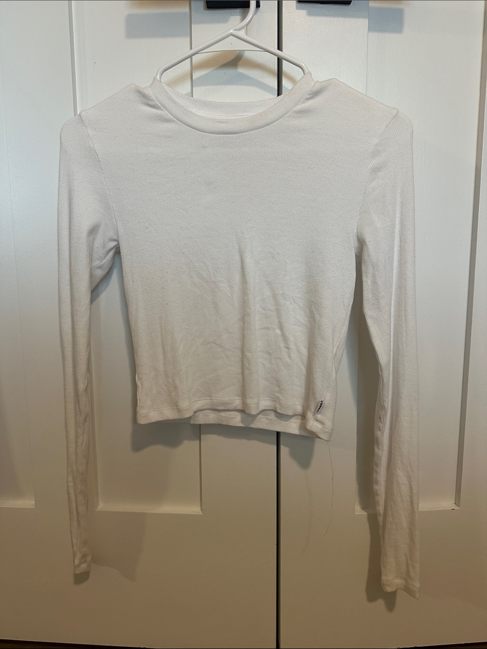 White Long-Sleeve Ribbed Top